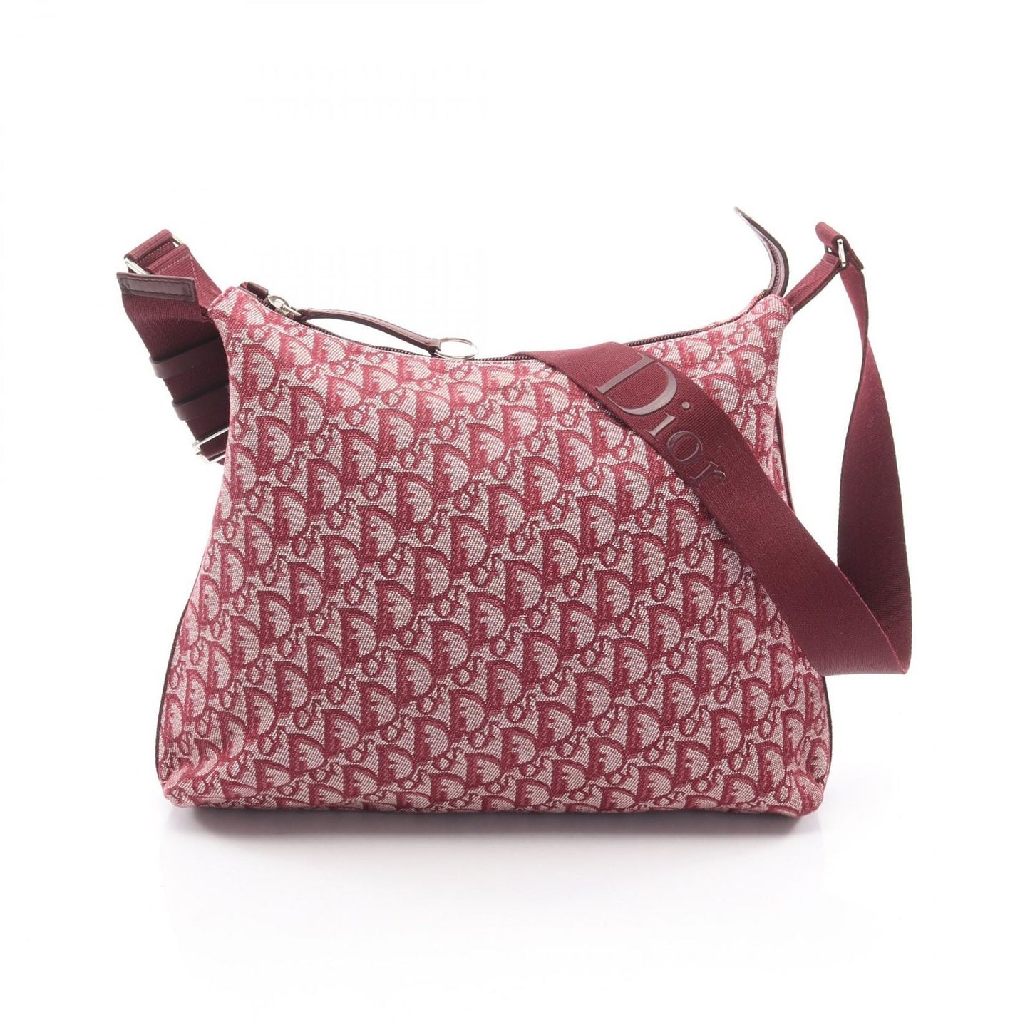 Dior Shoulder Bag Trotter Wine Red Canvas Leather