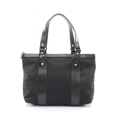 Fendi Tote Zucchino Black Canvas Leather