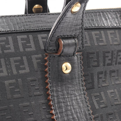 Fendi Tote Zucchino Black Canvas Leather — view 6