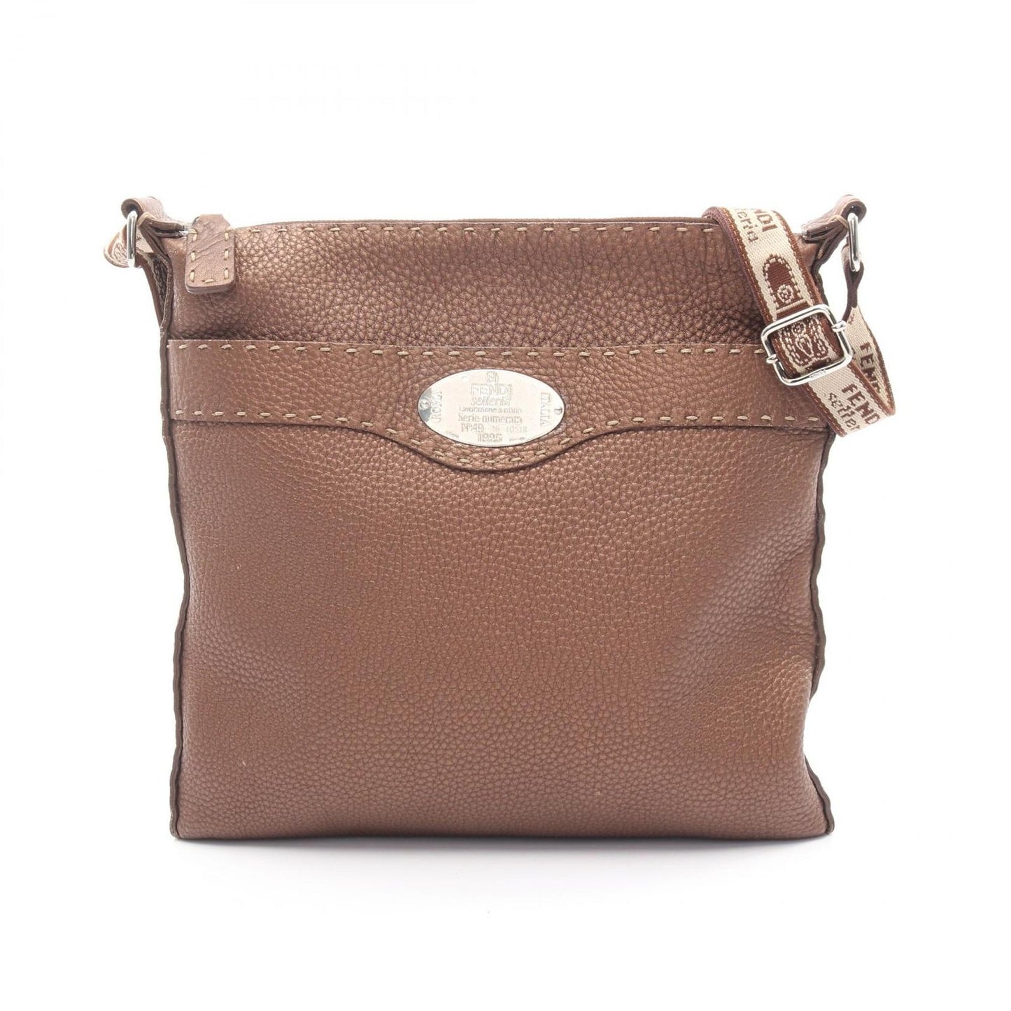 Fendi Shoulder Bag Selleria Blanc Leather