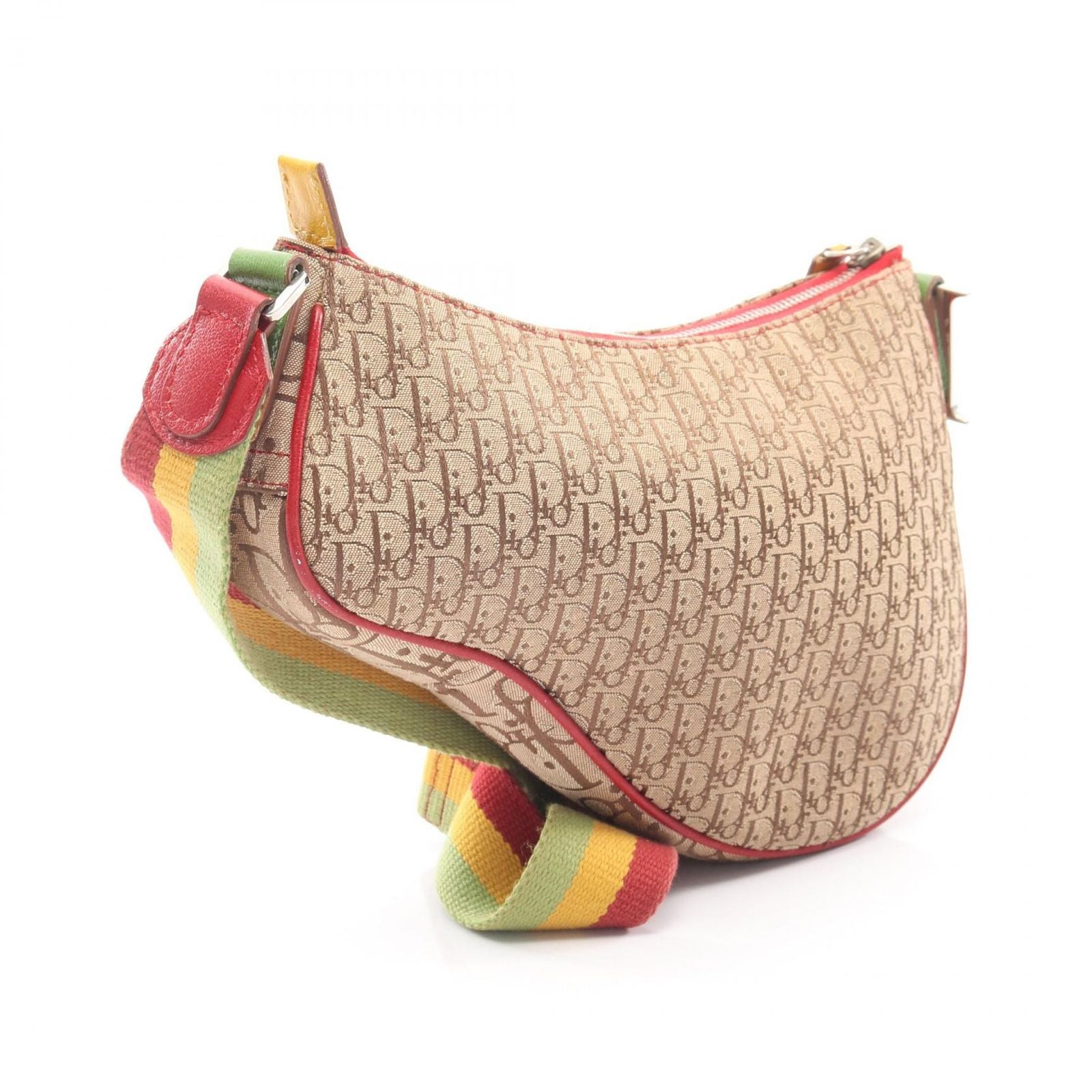 Dior Shoulder Bag Rasta Line Trotter Beige Canvas Leather Oblique — view 2