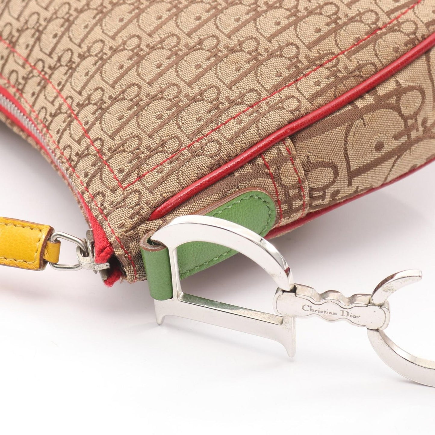 Dior Shoulder Bag Rasta Line Trotter Beige Canvas Leather Oblique — view 7