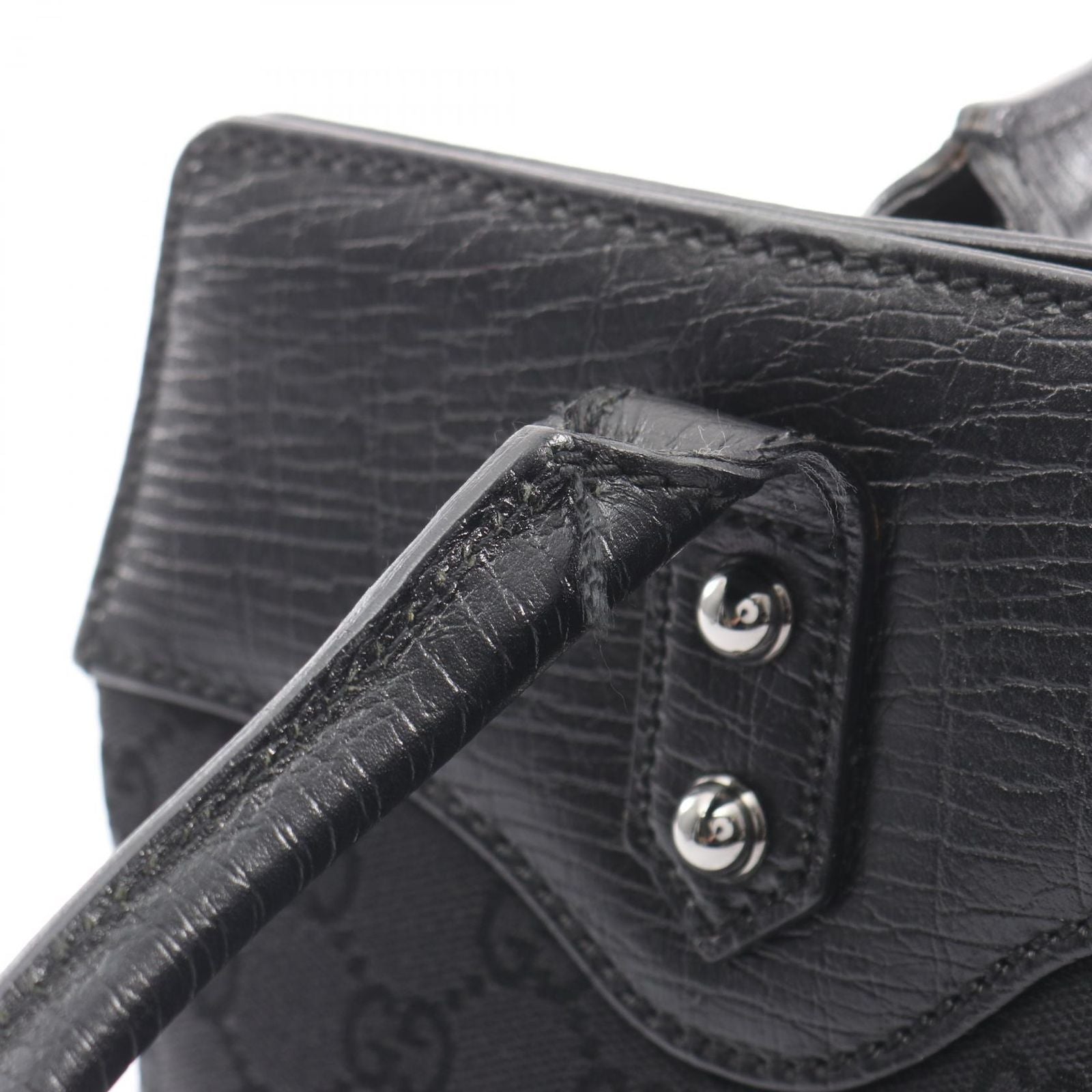 Gucci Tote Horsebit GG Canvas Black — view 6