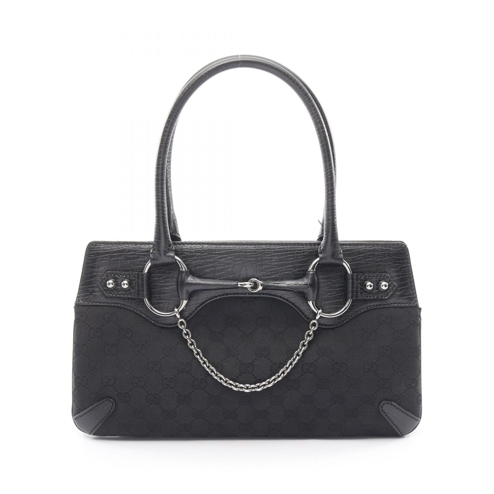 Gucci Tote Horsebit GG Canvas Black