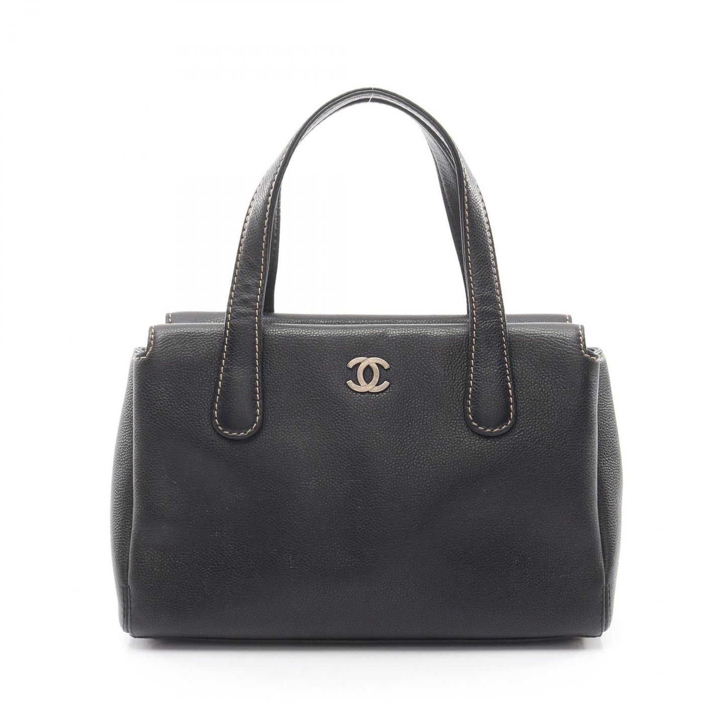 Chanel Handbag CC Logo Black Caviar Leather Wild Stitch