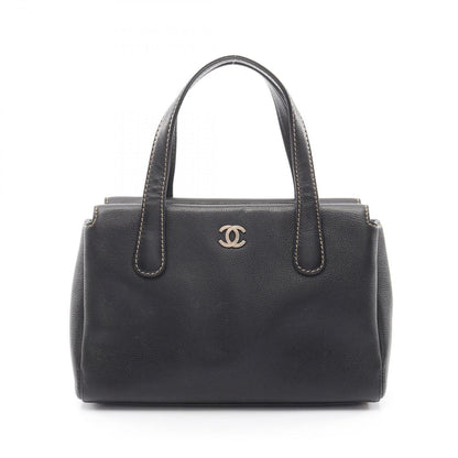 Chanel Handbag CC Logo Black Caviar Leather Wild Stitch
