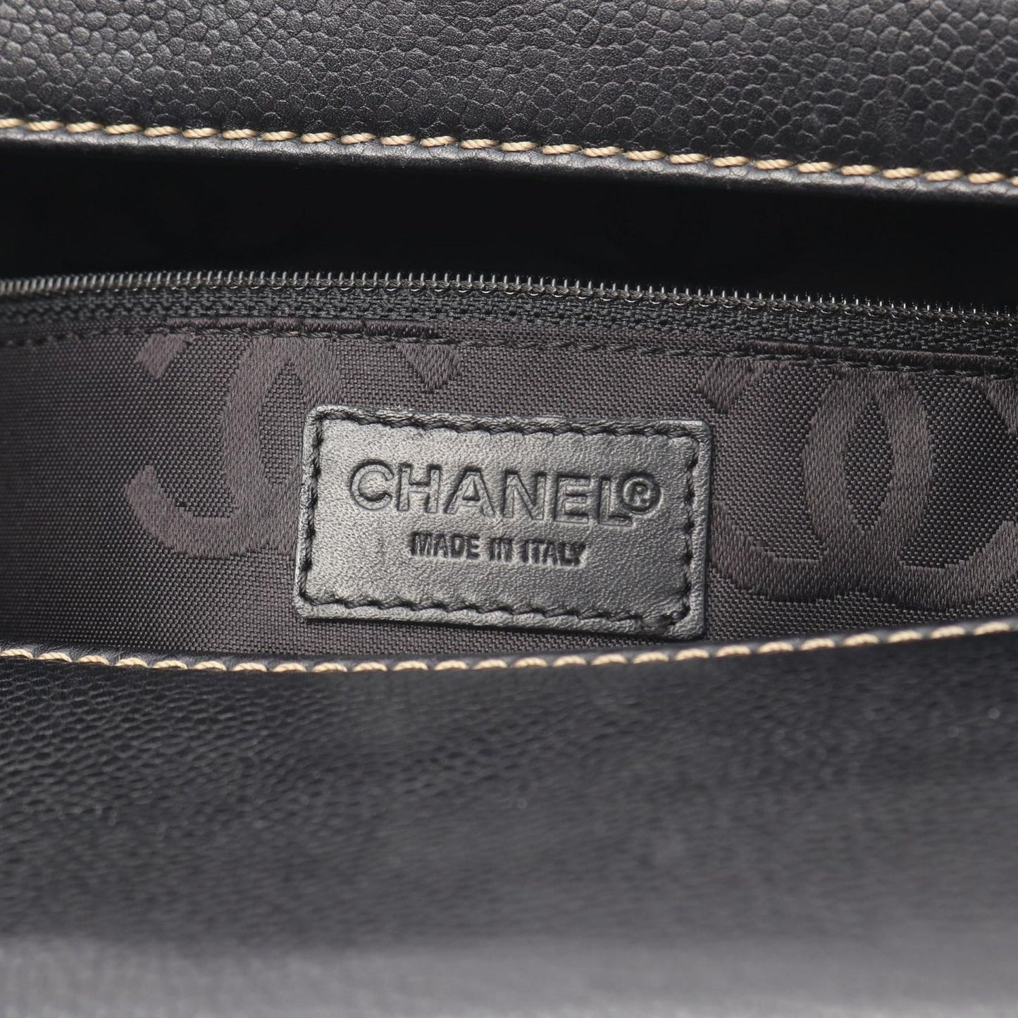 Chanel Handbag CC Logo Black Caviar Leather Wild Stitch — view 4