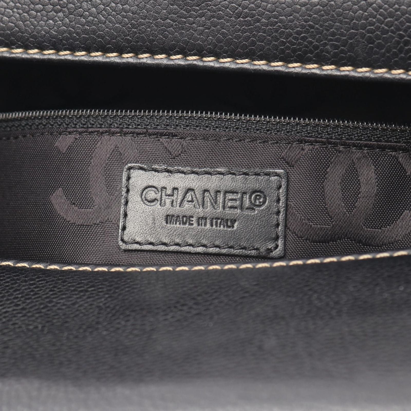 Chanel Handbag CC Logo Black Caviar Leather Wild Stitch — view 4