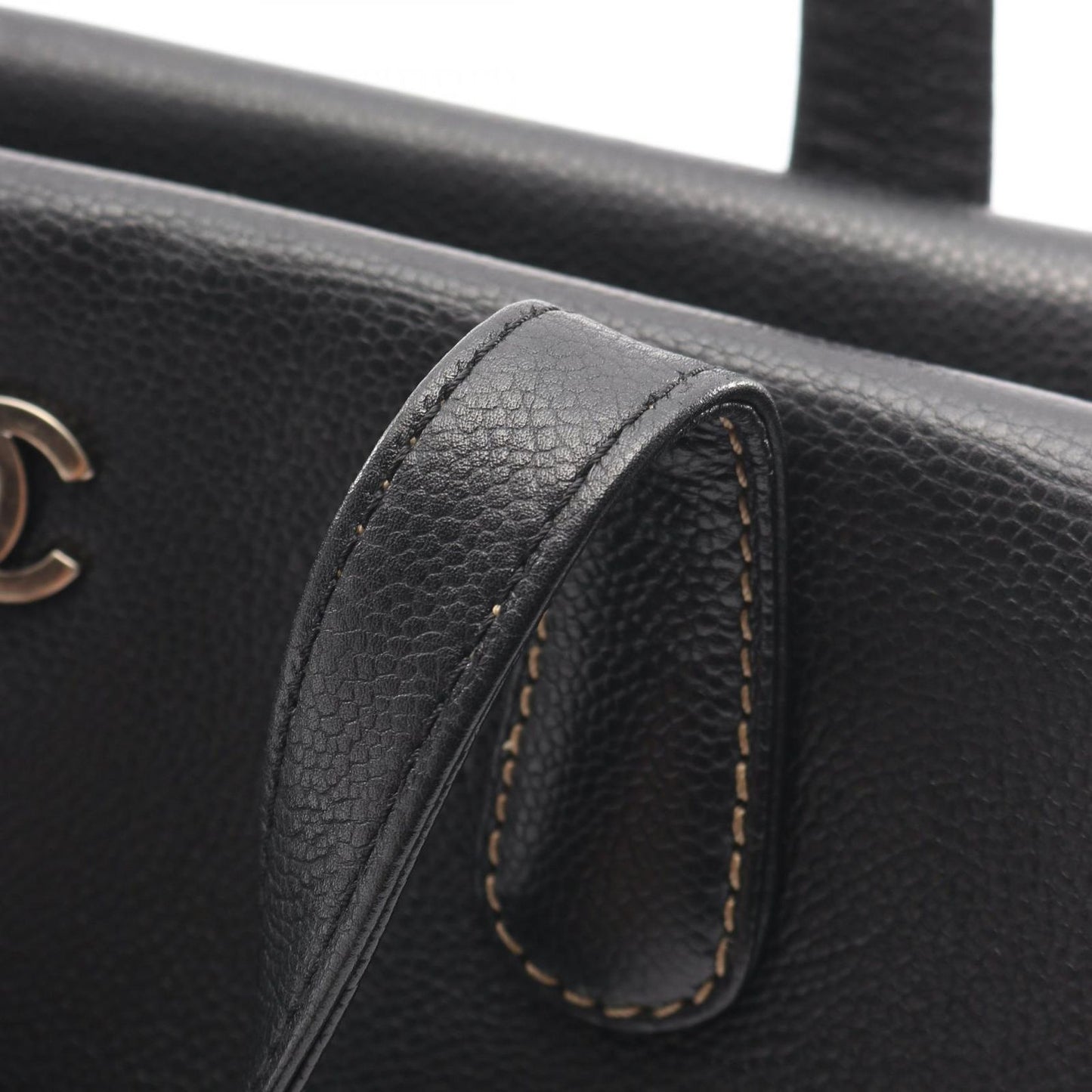 Chanel Handbag CC Logo Black Caviar Leather Wild Stitch — view 8