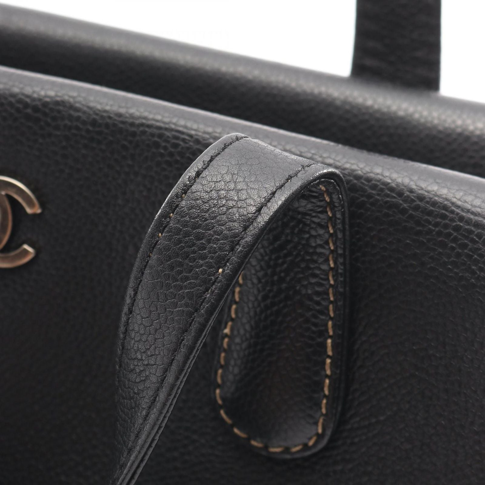 Chanel Handbag CC Logo Black Caviar Leather Wild Stitch — view 8