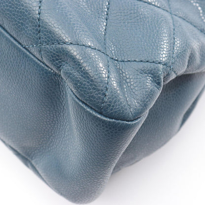 Chanel Tote Quilted Navy Caviar Leather Jumbo CC Logo Chain — view 6
