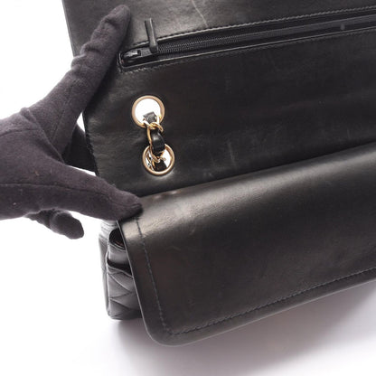 Chanel Shoulder Bag Quilted Double Flap Black Lambskin Chain — view 7