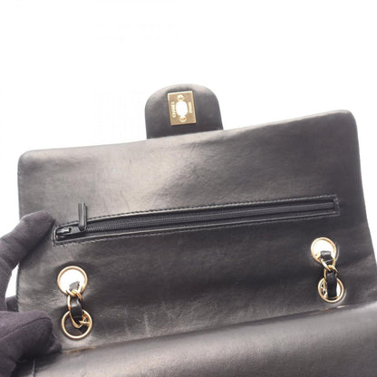 Chanel Shoulder Bag Quilted Double Flap Black Lambskin Chain — view 8