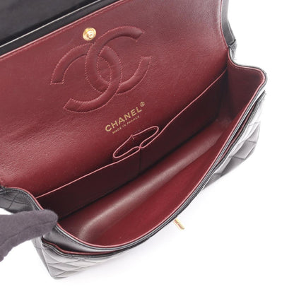 Chanel Shoulder Bag Quilted Double Flap Black Lambskin Chain — view 3