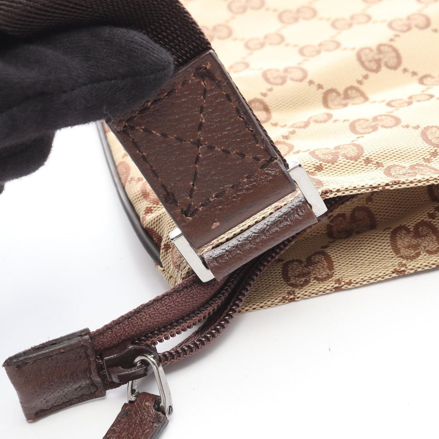 Gucci Shoulder Bag GG Pattern Beige Leather — view 6