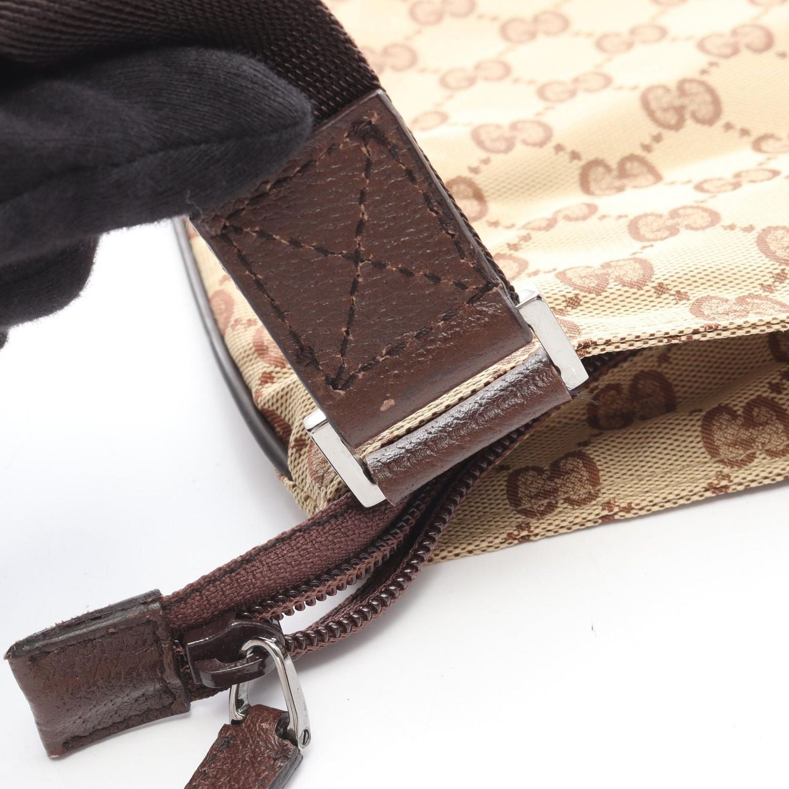 Gucci Shoulder Bag GG Pattern Beige Leather — view 6