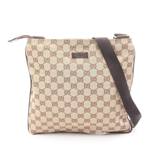 Gucci Shoulder Bag GG Pattern Beige Leather