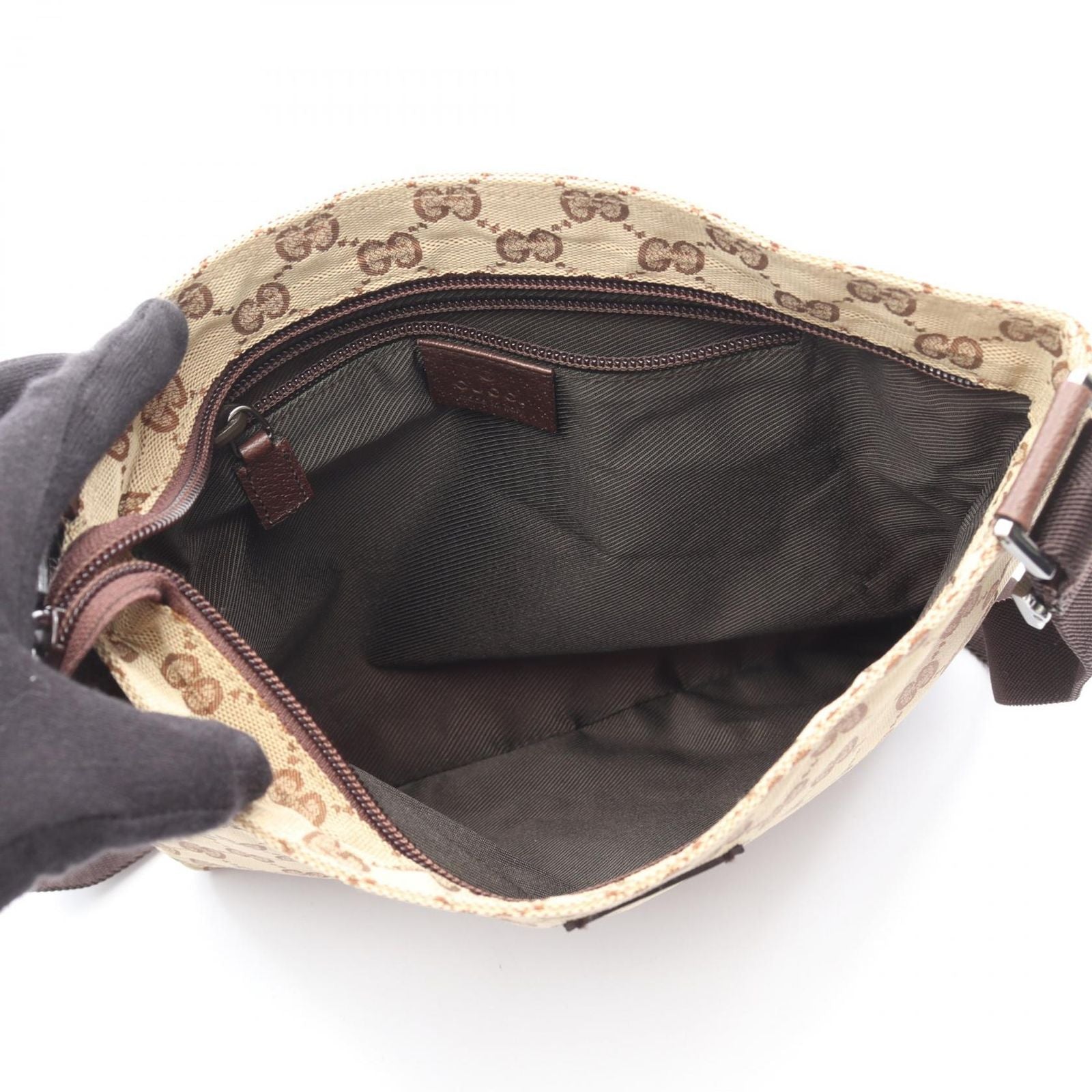 Gucci Shoulder Bag GG Pattern Beige Leather — view 3