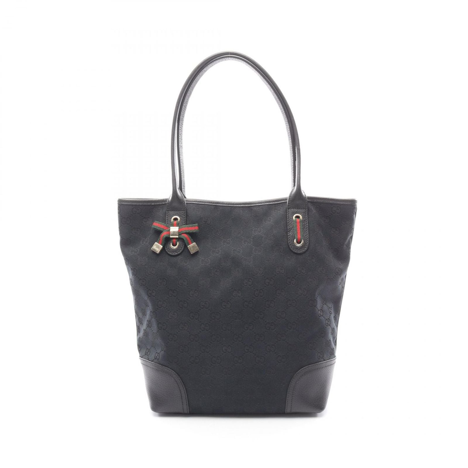 Gucci Tote Prince GG Canvas Sherry Line Black