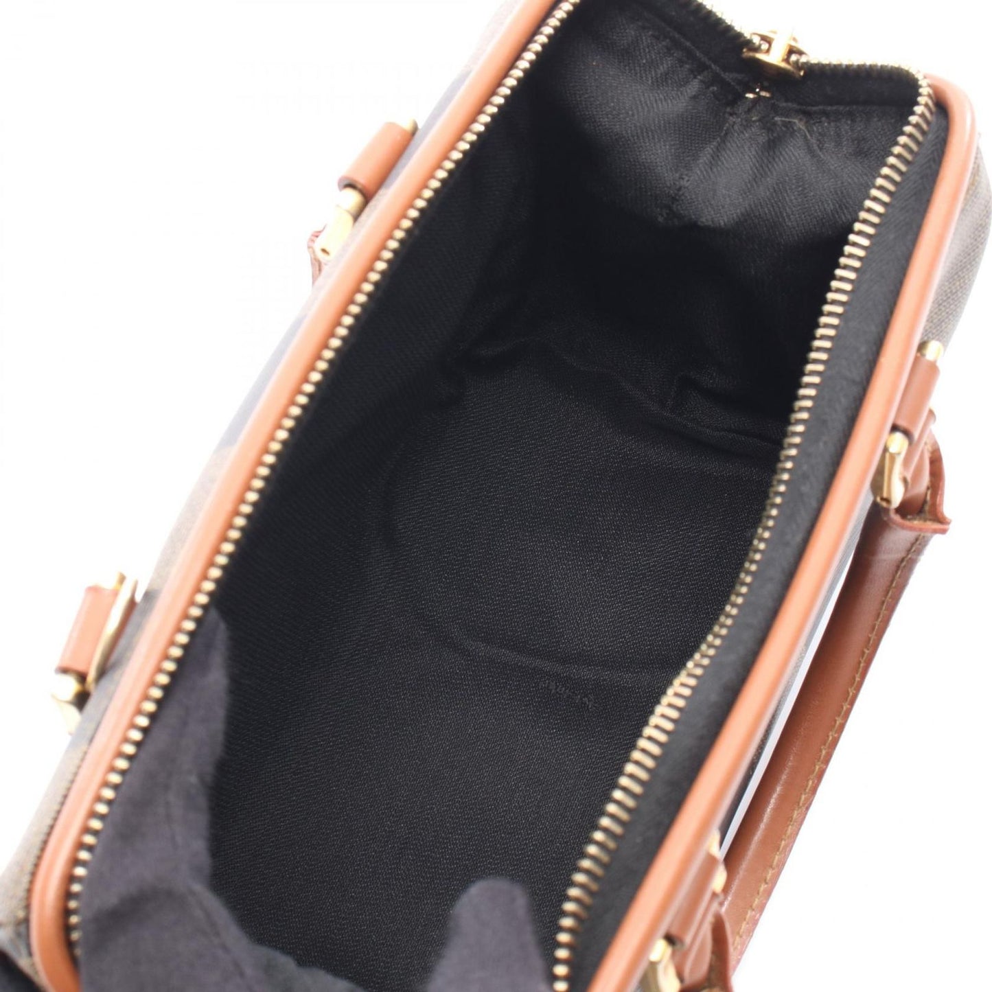 Fendi Pecan Brown Black Beige Canvas Leather Mini Boston Bag — view 3