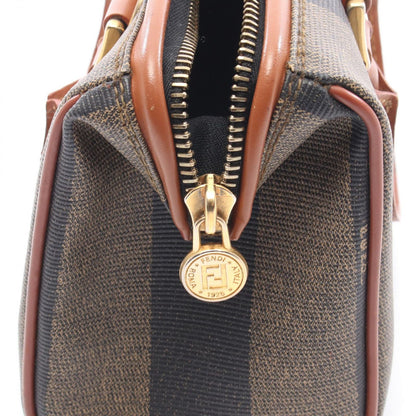 Fendi Pecan Brown Black Beige Canvas Leather Mini Boston Bag — view 7