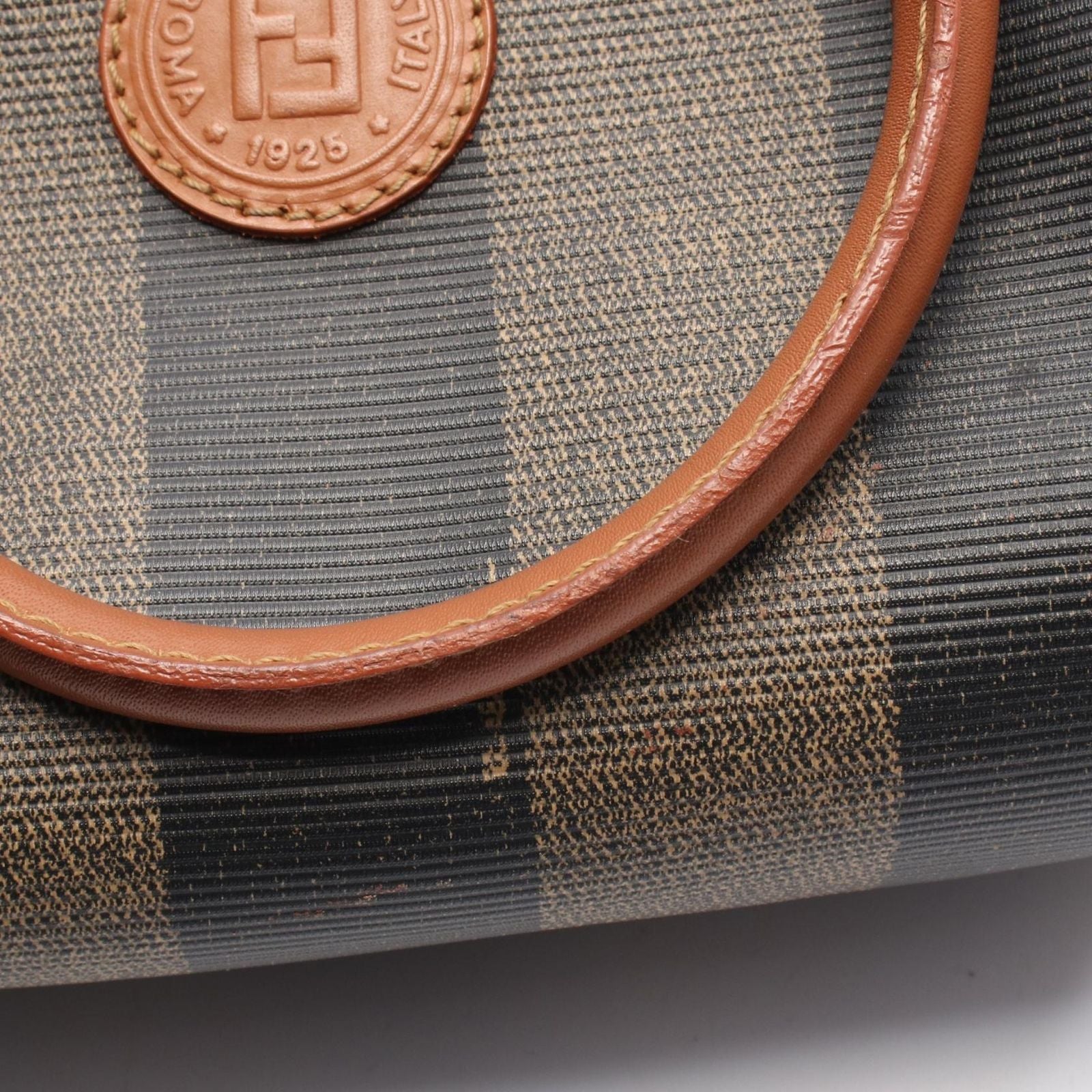 Fendi Pecan Brown Black Beige Canvas Leather Mini Boston Bag — view 6