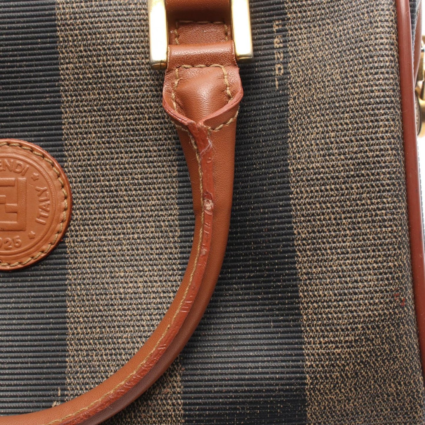 Fendi Pecan Brown Black Beige Canvas Leather Mini Boston Bag — view 5