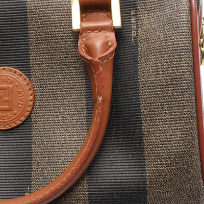 Fendi Pecan Brown Black Beige Canvas Leather Mini Boston Bag — view 5