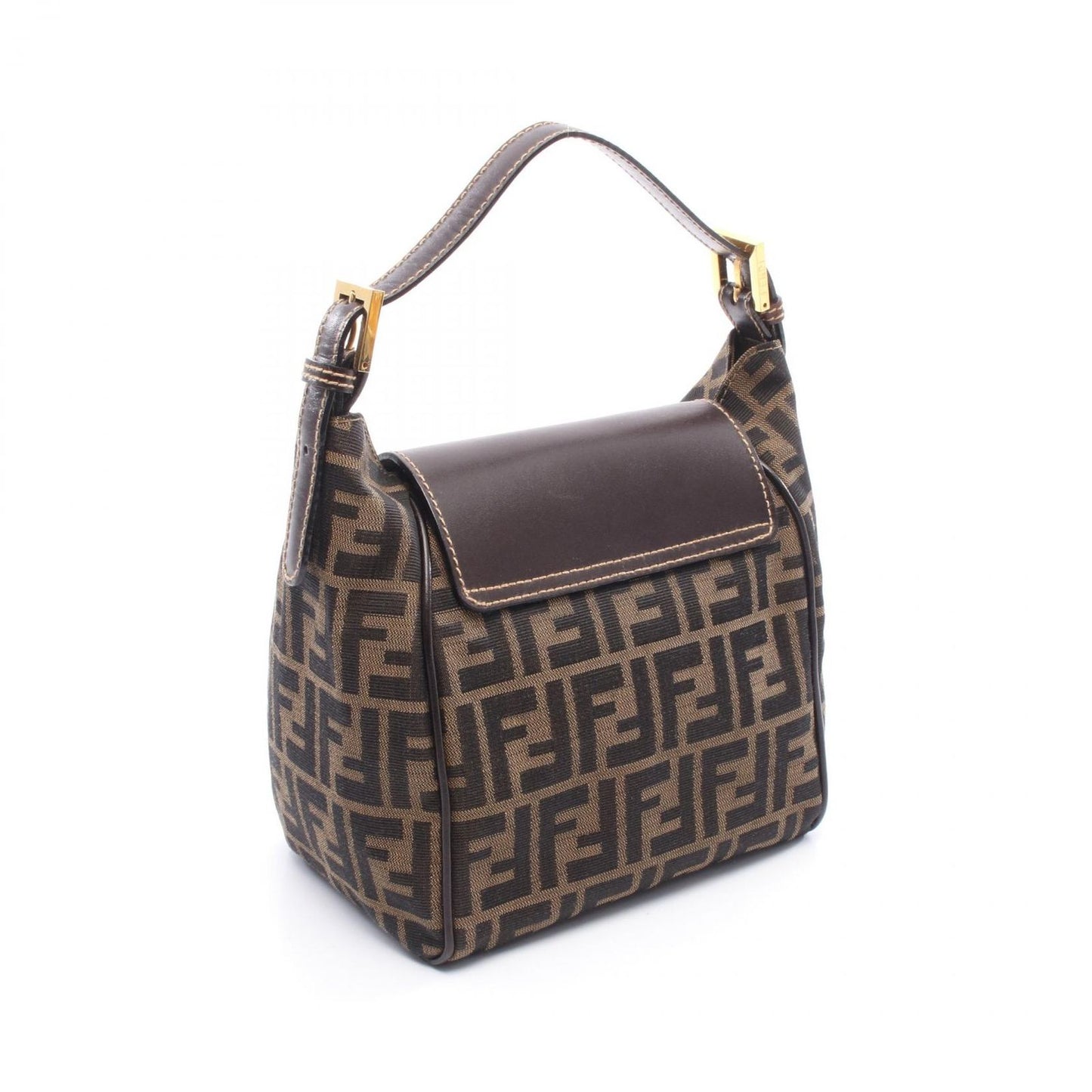 Fendi Handbag Zucca Black Brown Canvas Leather — view 2