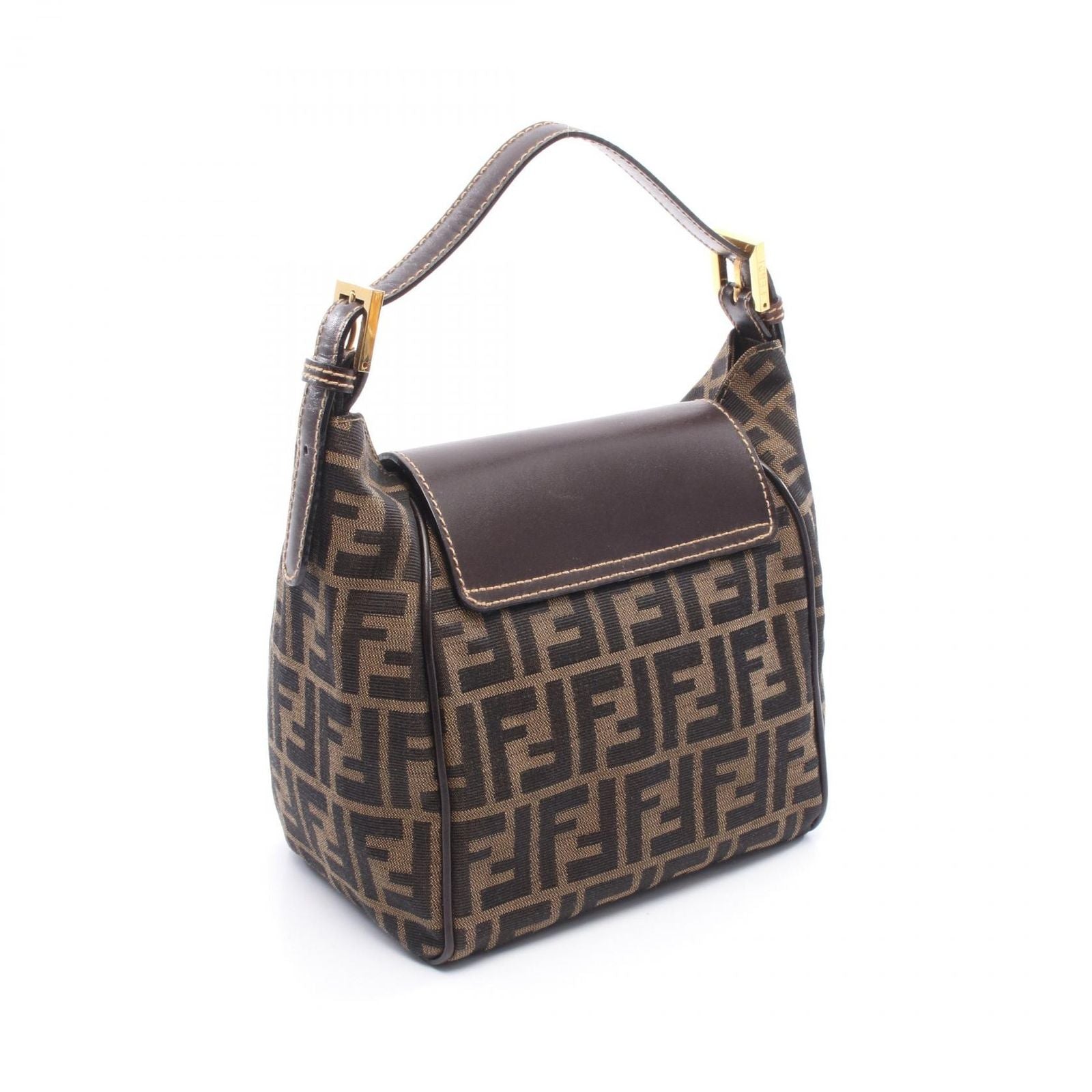 Fendi Handbag Zucca Black Brown Canvas Leather — view 2