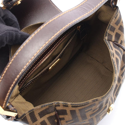 Fendi Handbag Zucca Black Brown Canvas Leather — view 3
