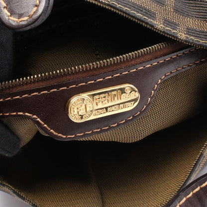 Fendi Handbag Zucca Black Brown Canvas Leather — view 4
