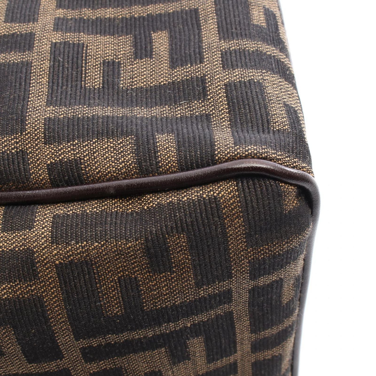 Fendi Handbag Zucca Black Brown Canvas Leather — view 5