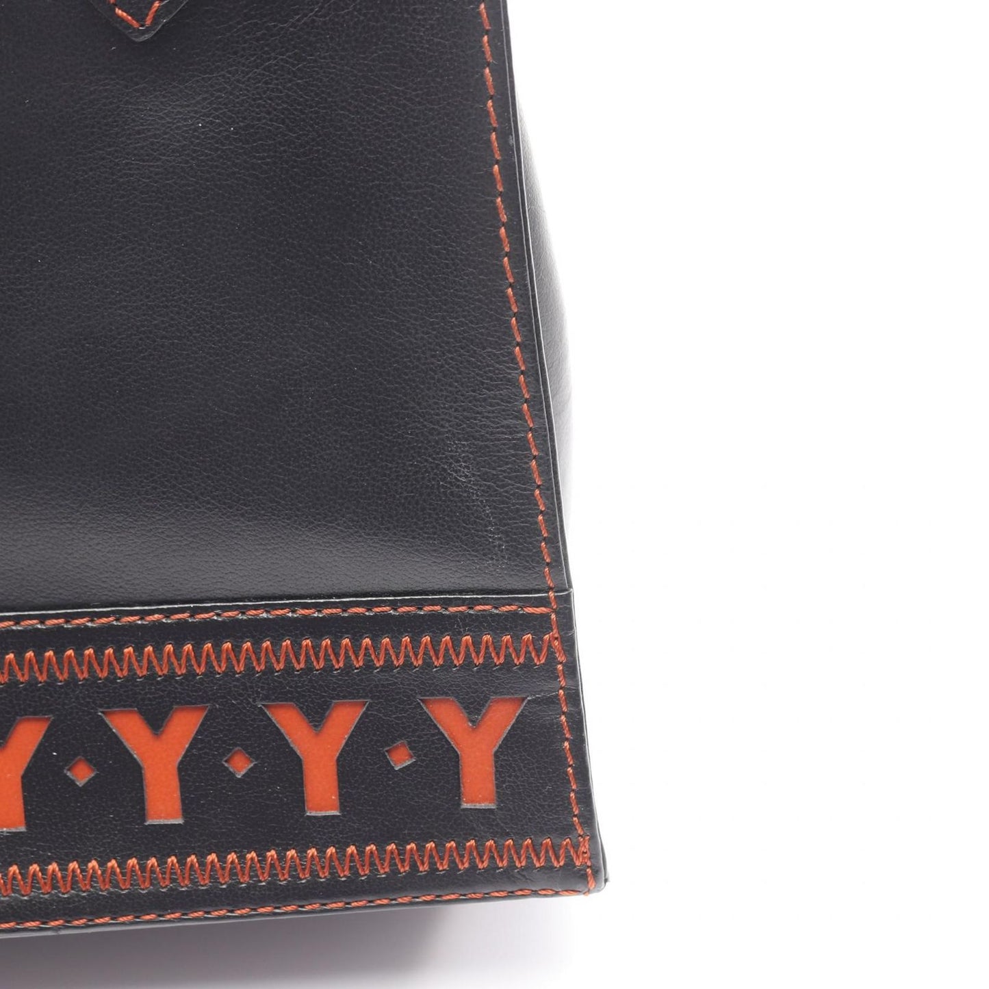 Saint Laurent Yves Handbag Vintage 2-Way Black Orange Leather Top Handle Bag — view 7