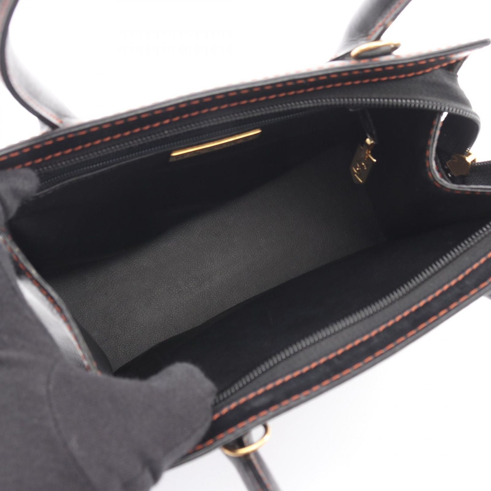 Saint Laurent Yves Handbag Vintage 2-Way Black Orange Leather Top Handle Bag — view 3