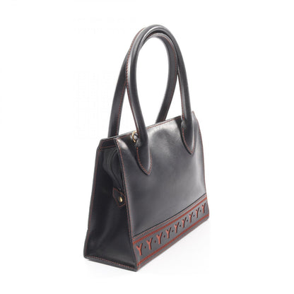 Saint Laurent Yves Handbag Vintage 2-Way Black Orange Leather Top Handle Bag — view 2