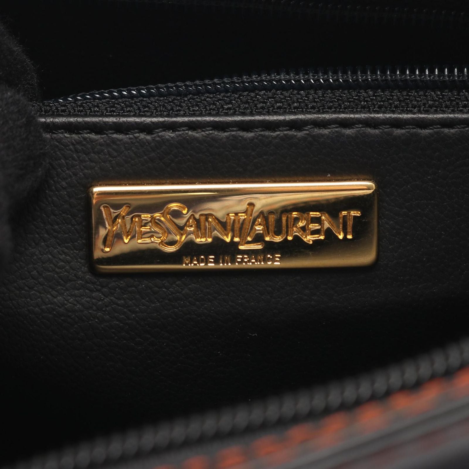 Saint Laurent Yves Handbag Vintage 2-Way Black Orange Leather Top Handle Bag — view 4