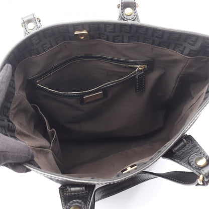 Fendi Tote Zucchino Black Canvas Leather — view 3