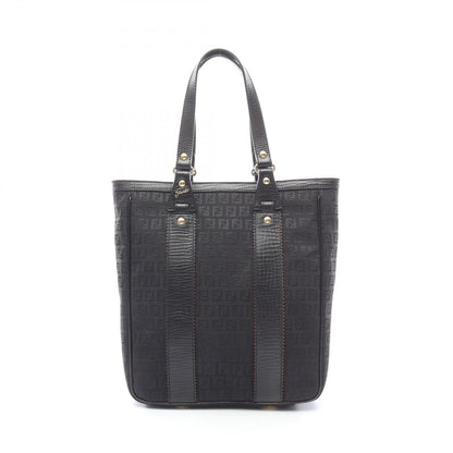 Fendi Tote Zucchino Black Canvas Leather