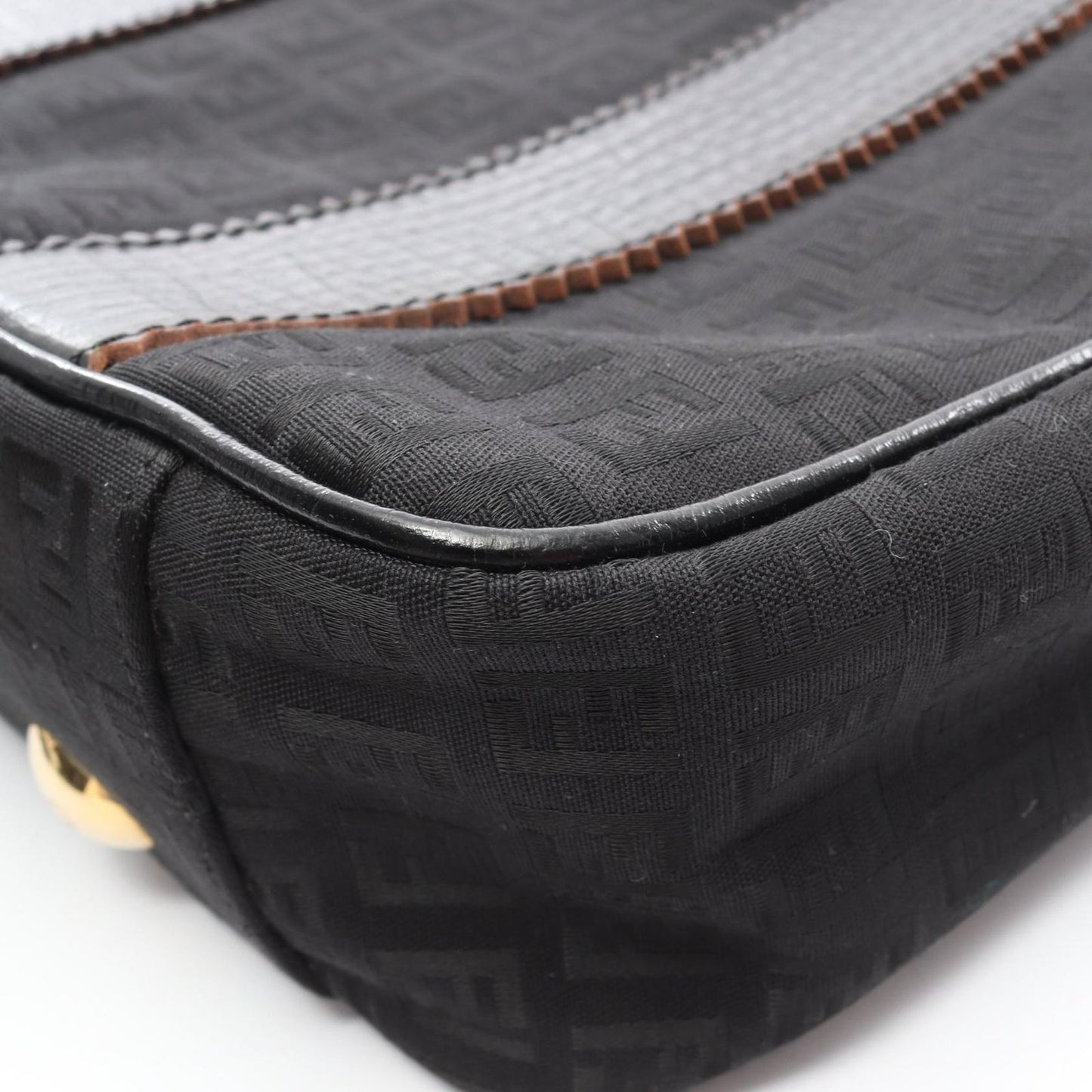Fendi Tote Zucchino Black Canvas Leather — view 6