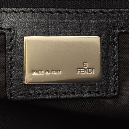 Fendi Tote Zucchino Black Canvas Leather — view 4