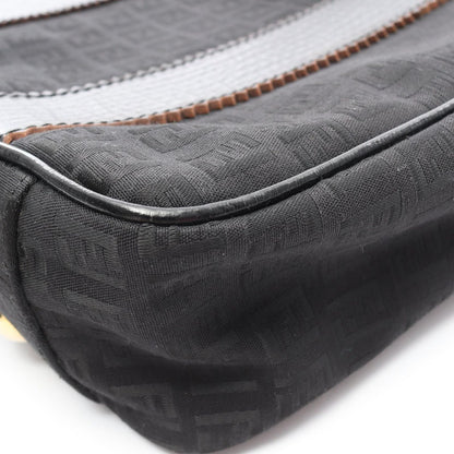 Fendi Tote Zucchino Black Canvas Leather — view 7