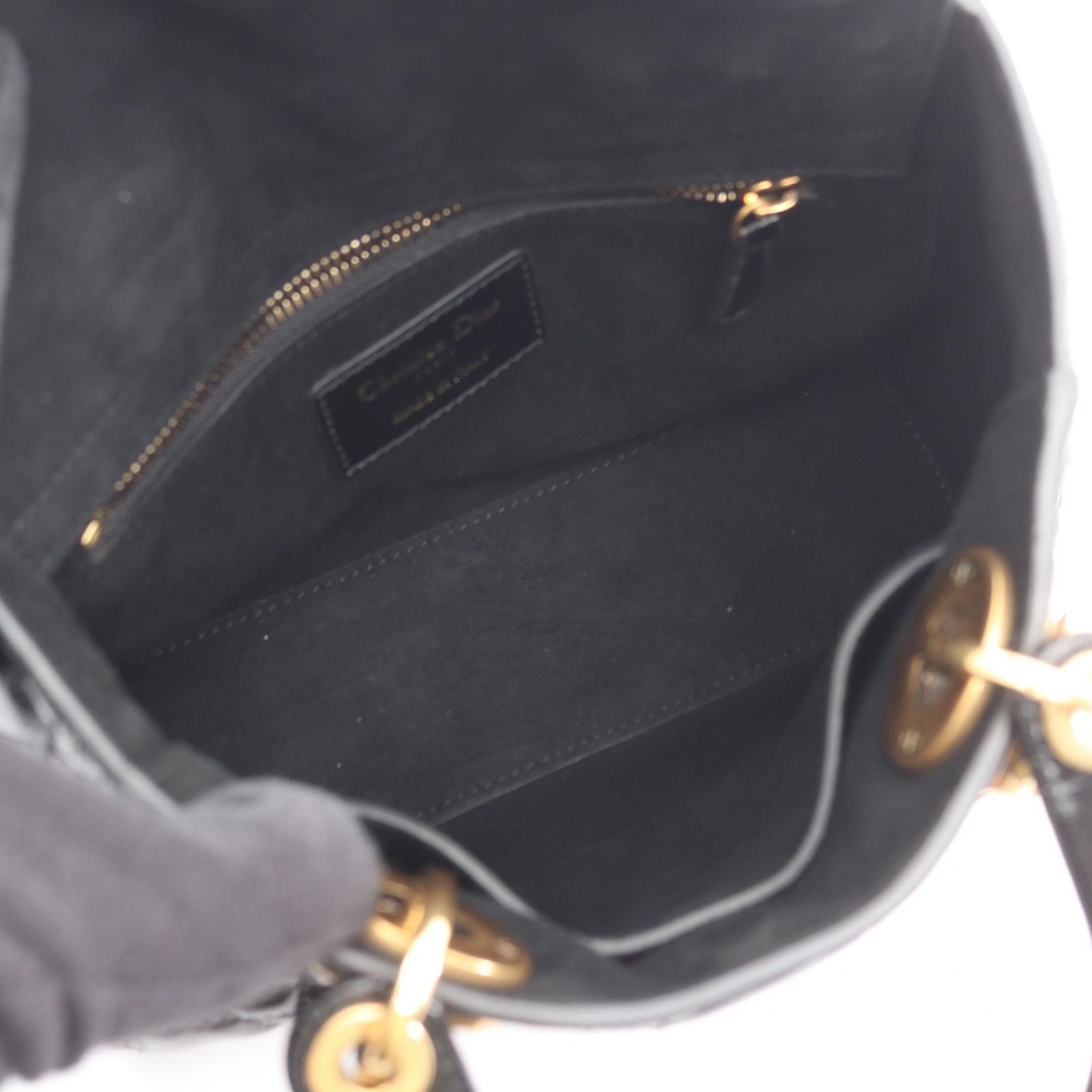 Dior Handbag Lady Dior MY Abcdior Lady Dior Small Cannage Black Leather — view 3