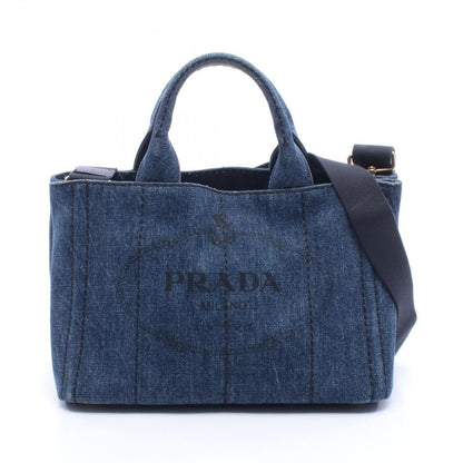 Prada Tote Canapa Mini 2-Way Navy Denim