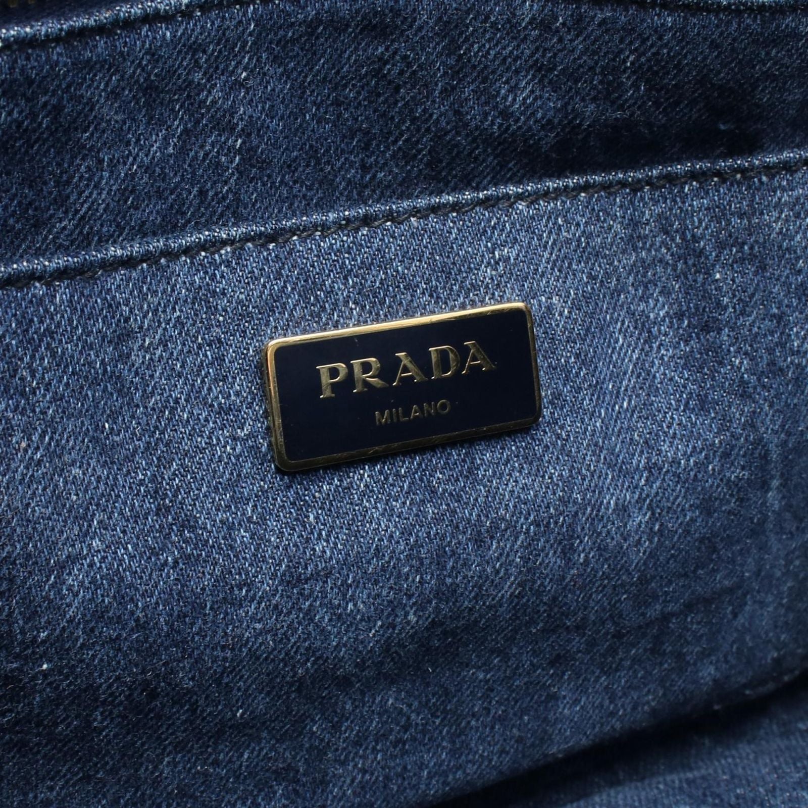 Prada Tote Canapa Mini 2-Way Navy Denim — view 4