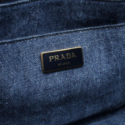Prada Tote Canapa Mini 2-Way Navy Denim — view 4
