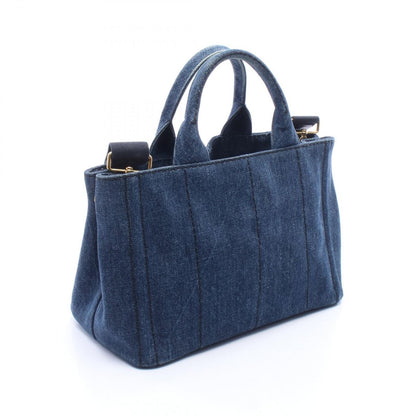 Prada Tote Canapa Mini 2-Way Navy Denim — view 2