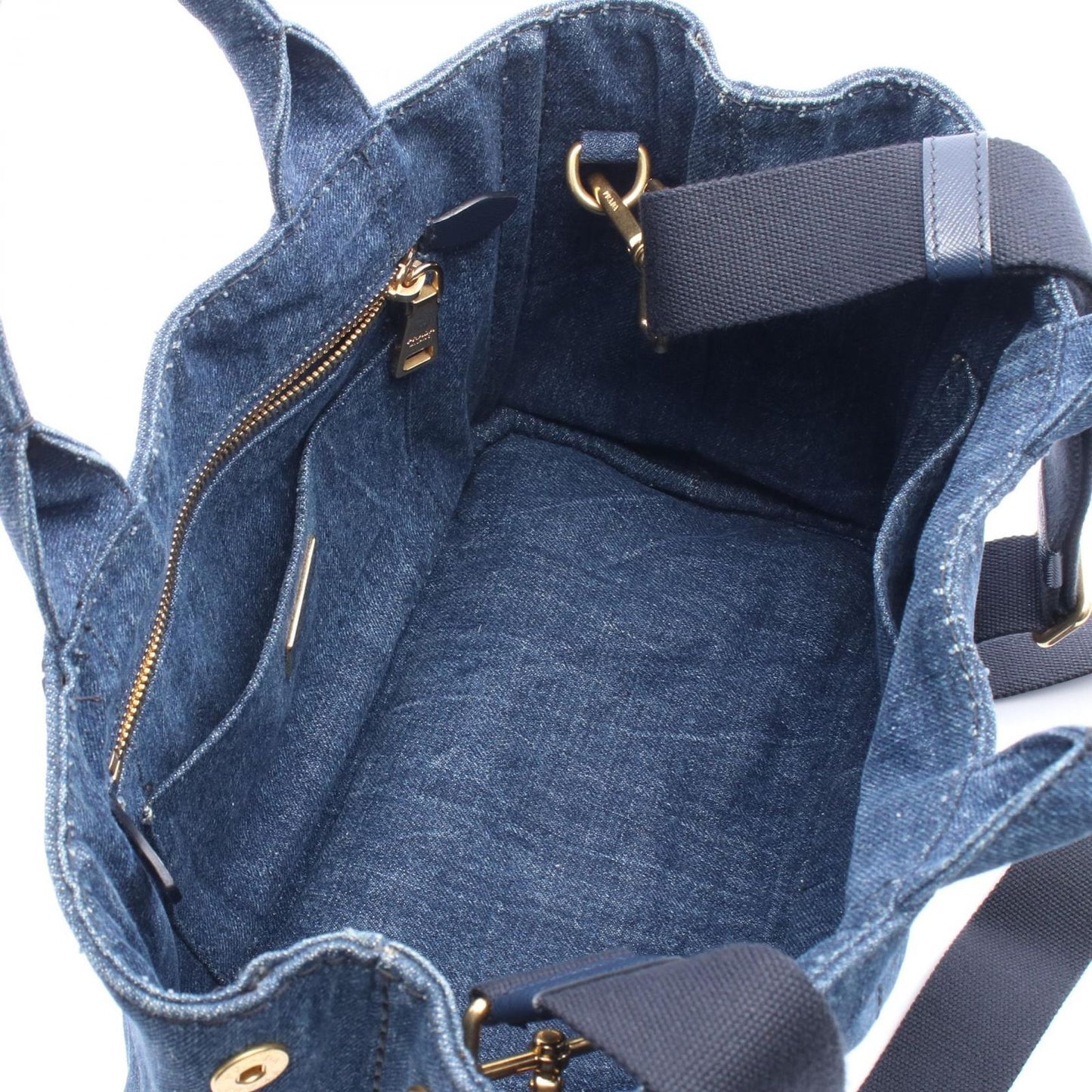 Prada Tote Canapa Mini 2-Way Navy Denim — view 3