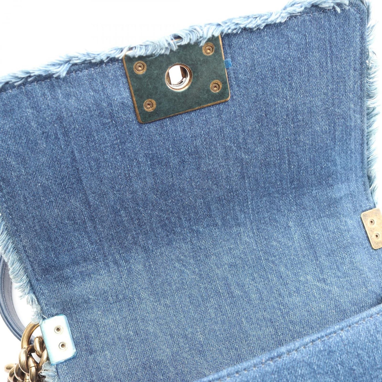 Chanel Shoulder Bag Small Patchwork Denim Blue Chain — view 7