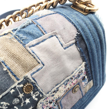 Chanel Shoulder Bag Small Patchwork Denim Blue Chain — view 9